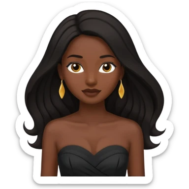 WOMAN WEARING STRAPLESS BLACK DRESS WITH DARK HAIR sticker