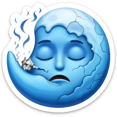 cracked sleepy moon leaking blue dream smoke sticker