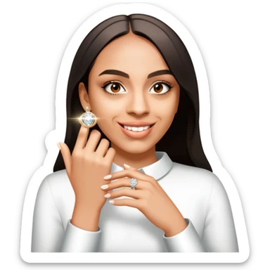 Woman with an engagement rang sticker