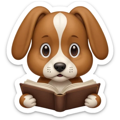 Reading book dog sticker