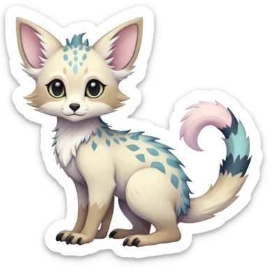 Feral Rare Fantasy cute pastel Vernid-Trico-species by LiLaiRa, random markings, tufted tail, tufted ears, full body sticker
