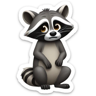 A confused raccoon scratching his head sticker