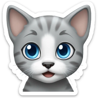 blue eyes grey kitten scared  sticker