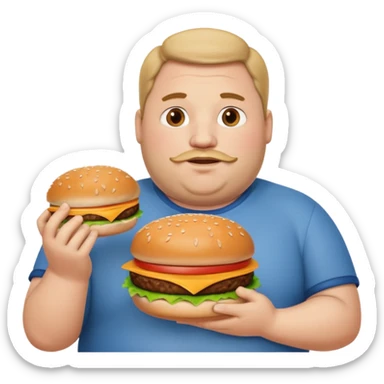 fat guy holding burger sticker