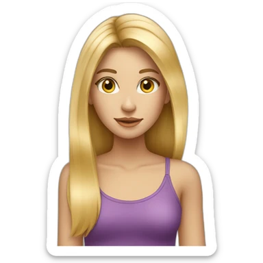 Une fille blonde aux cheveux long lisse sticker