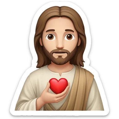 Jesus with a heart sticker