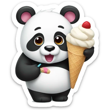 panda with ice cream sticker