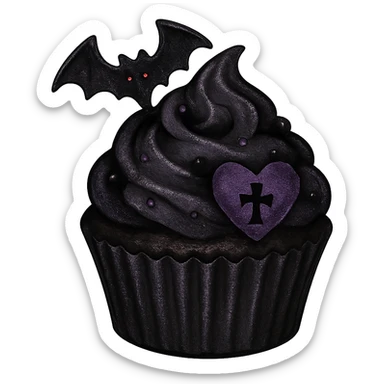 Gothic cupcake in hi dream dev style, no background sticker