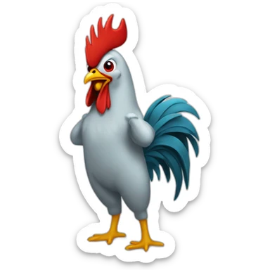 rooster in shark-onesie sticker