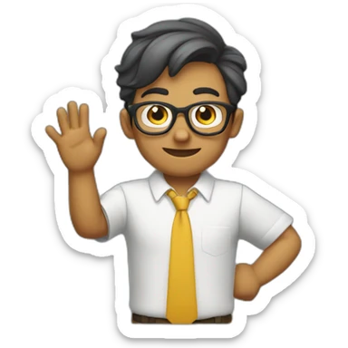 nerd raising his hands to say something nerdy sticker