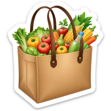 cartoon market bag. top view sticker