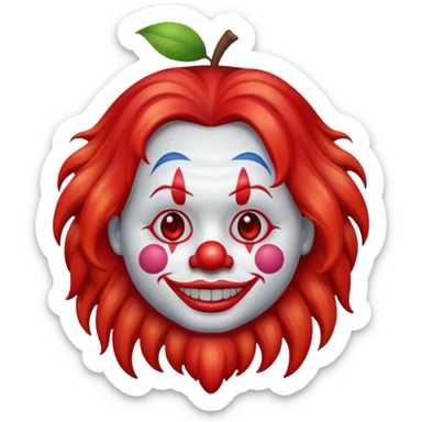 apple clown emoji with long hair sticker