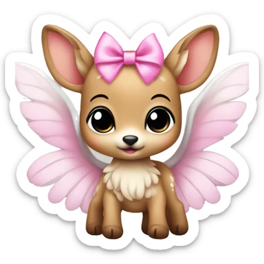 Baby fawn with pink bow and angel wings sticker