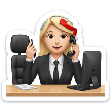 office-boss-excited-phone-desk-blonde sticker