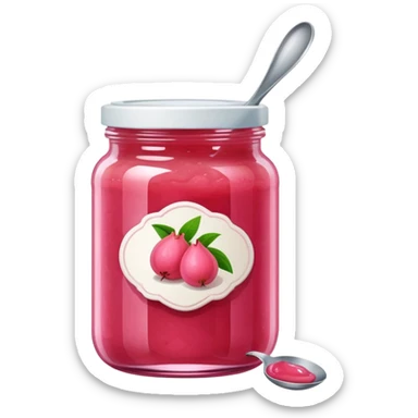 Guava jam in a jar with a spoon sticker