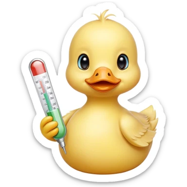 Make a duckling that is sick and has a thermometer sticker