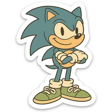 Change Sonic’s shoes to green sneakers with white laces, keep the flat toon style, no background. sticker