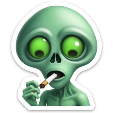 Alien smoking weed sticker