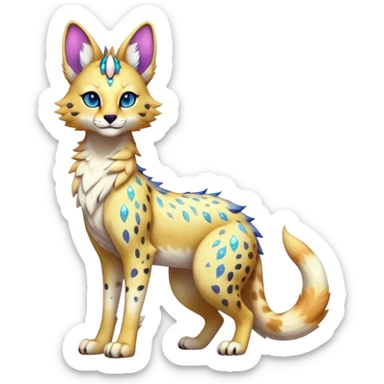 Cute Kawaii Epic Ethereal Sparkly Colorful Sergal-Serval-Vernid full body sticker