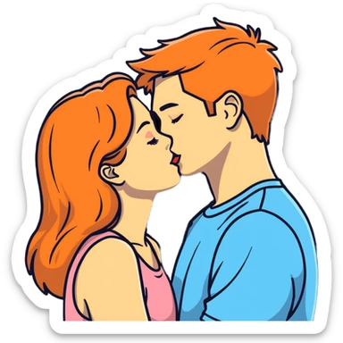Girl kissing her boyfriend sticker