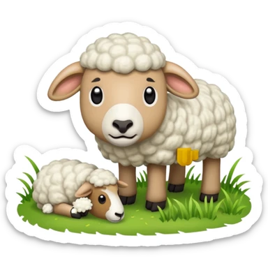 pixelated 2d sheep eating words "update" sticker