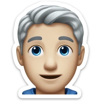 realistic portrait of a boy gray hair and blue eyes  sticker