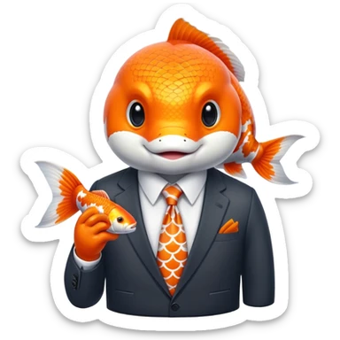 koi fish wearing business suit sticker