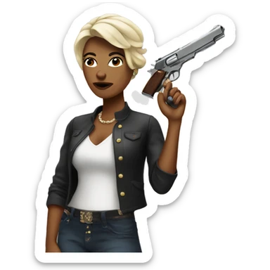 coquette woman with a pistol  sticker