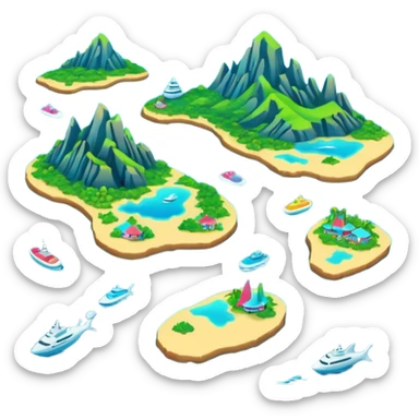 futuristic sea map with islands and a route  sticker