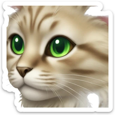 fluffy cat with green eyes sticker