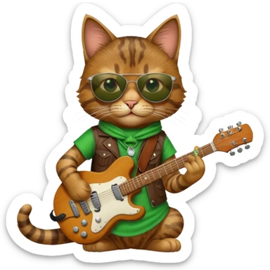 rockstar cat who plays guitar sticker