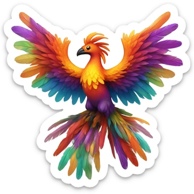 Colorful phoenix with wings outstretched in fine sticker