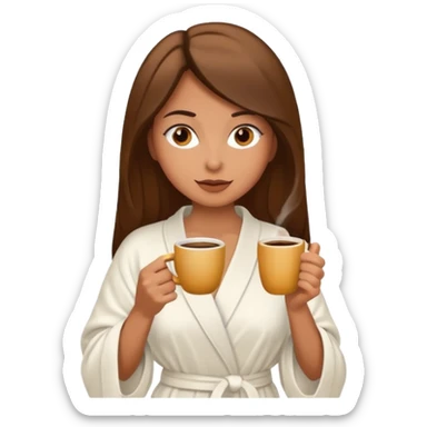 A woman in her robe drinking coffee sticker