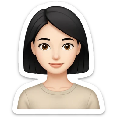 maman solo, femme avec cheveux noirs, sourire doux, style simple, fond neutre sticker