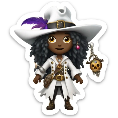 Pirate witch white sticker