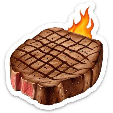 Steak emoji with the Kroger Logo burned into it  sticker
