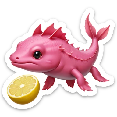 J’aimerais un Axolotl rose qui mange un citron sticker