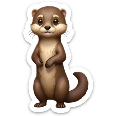 cinematic-noble [otter]-realistic-full-body-standing-emoji,-tail-tucked-close,-head-tilted-dramatically,-sleek-[brown]-fur,-simplified-yet-realistic-focused-features,-highly-detailed,-glowing-with-an-almost-sarcastic-glow  expressive eyes sticker