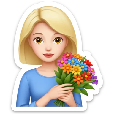 woman holding a bouquet of flowers
 sticker