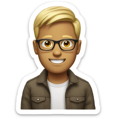 Whiteboy w glasses  sticker