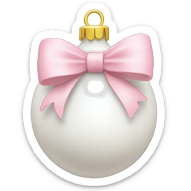 Plain White Christmas ornament with a light pink bow on top sticker