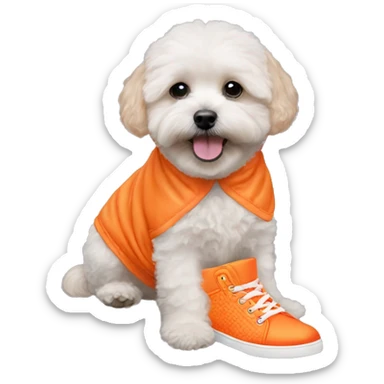 neon orange shoes on a maltipoo sticker