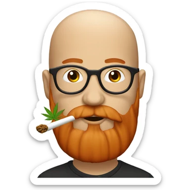 Emoji weed smoker with bald head and red beard sticker