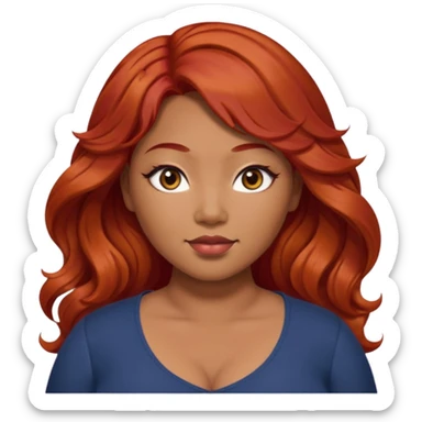 Plus size red hair brown face small eyes long hair Asian eyes small eyes wavy hair sticker