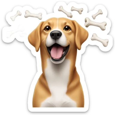 Dog happy with his bones  sticker