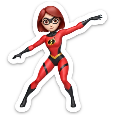 Isolated, detaile illustration of the most incredibly adorable superhero Elastigirl
figurine imaginable, toy style. 3D rendering sticker