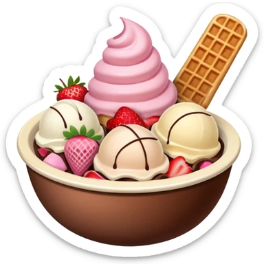 Neapolitan ice cream scoops in a bowl sticker
