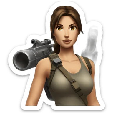 Lara croft with bazooka sticker