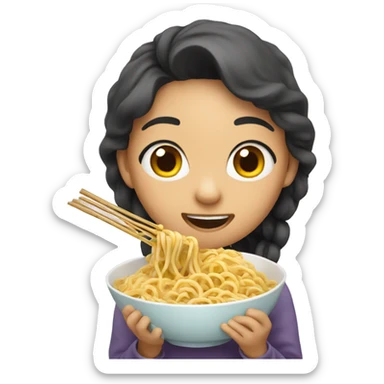 girl eating noodles sticker