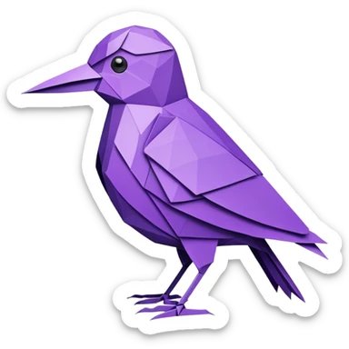 intricate purple colored bird origami  sticker